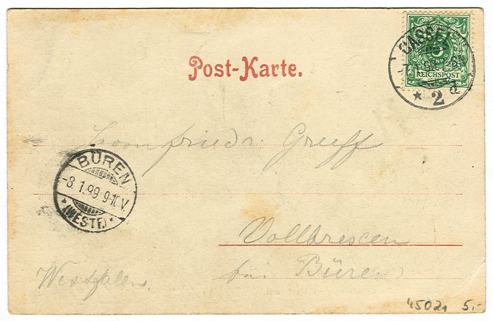 Karl F. Wunder PC 0522 Hannover. Die Calenbergerstr. mit Marktthurm. Back Side