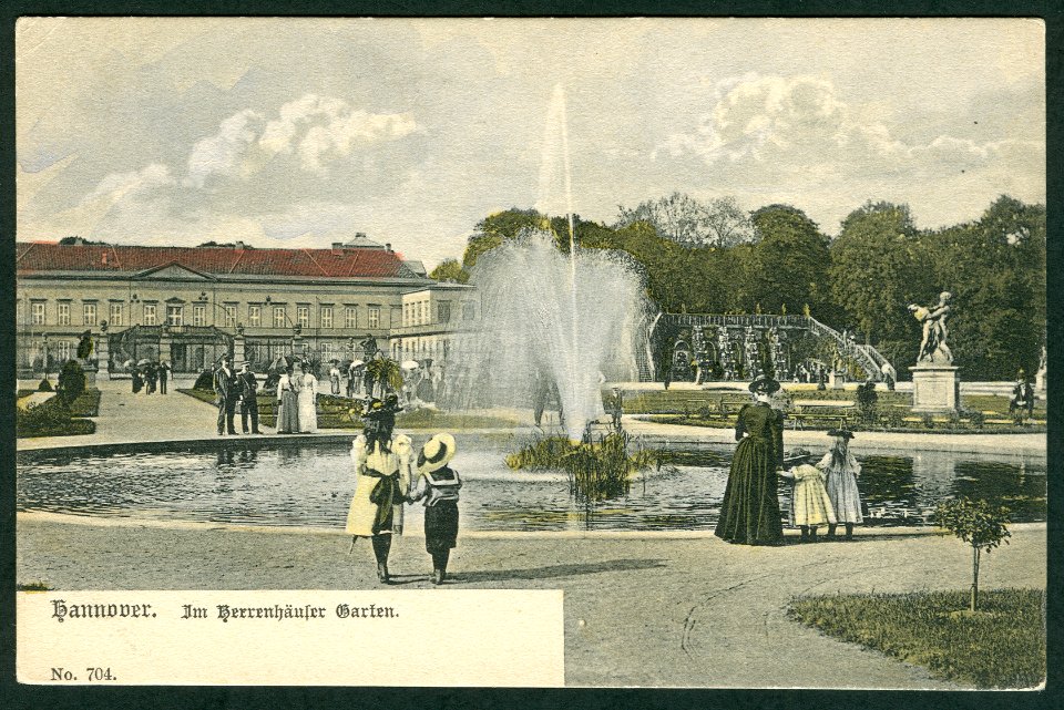 Karl F. Wunder PC 0704 Hannover. Im Herrenhäuser Garten. coloriert Bildseite