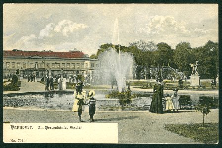 Karl F. Wunder PC 0704 Hannover. Im Herrenhäuser Garten. coloriert Bildseite
