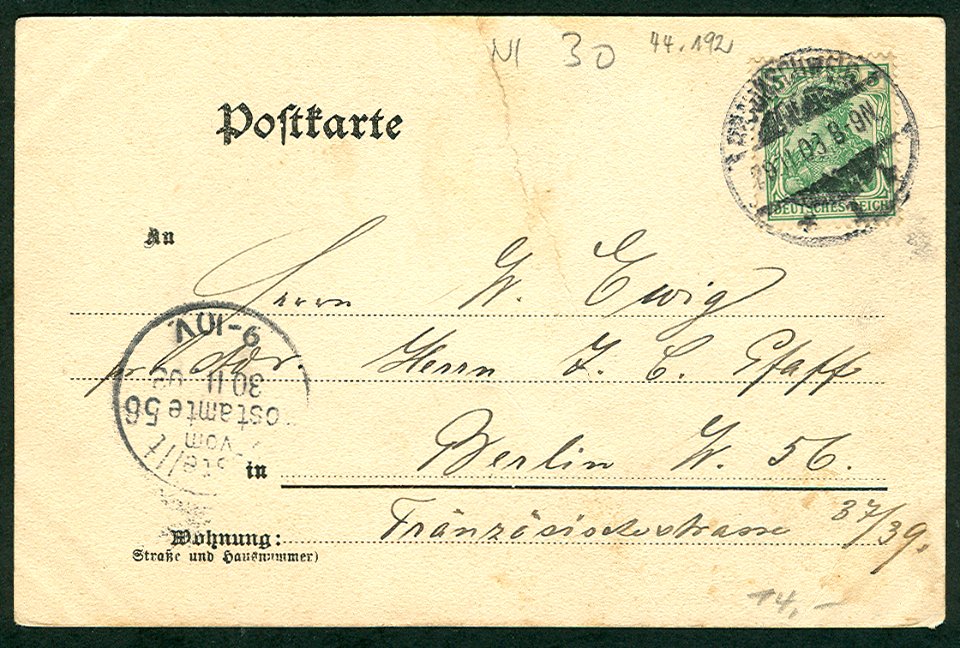 Karl F. Wunder PC 0941 Hannover. Nordmannstraße. Adressseite