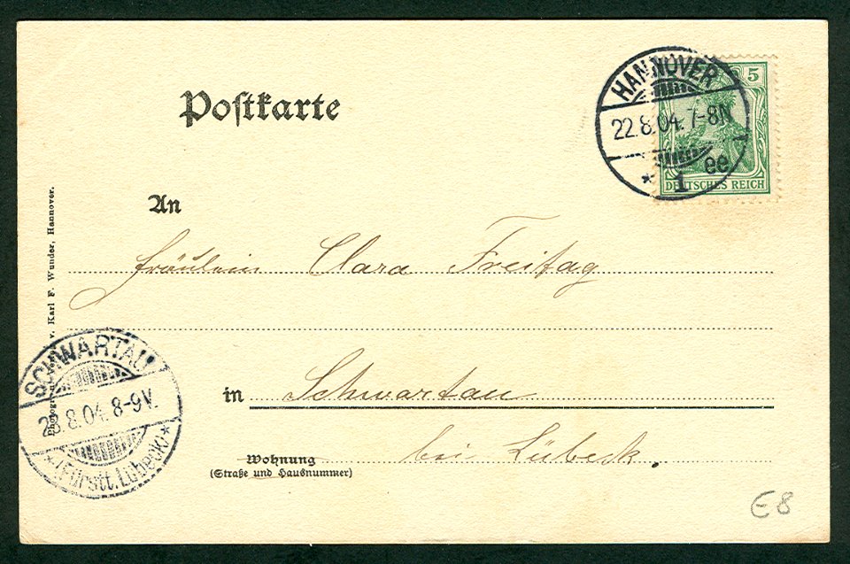 Karl F. Wunder PC 0961 Hannover. Marienstraße. Adressseite