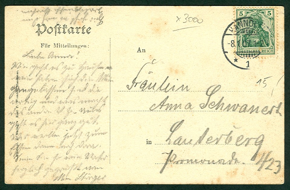 Karl F. Wunder PC 0978 Hannover. Tiergartenstraße. Adressseite
