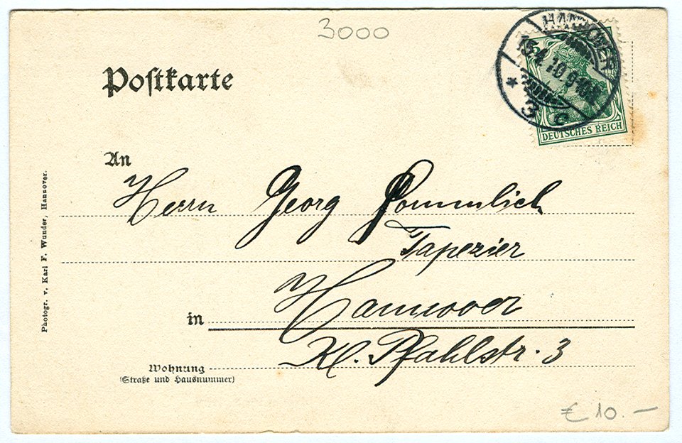Karl F. Wunder PC 1. Bat. Füs.-Regt. Prinz Albrecht, Hannover, Nr. 73. Waterloosäule. Cantine der 3. Comp. Back Side