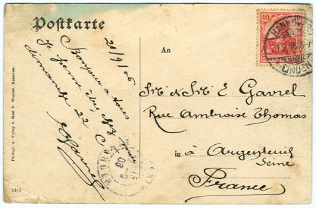 Karl F. Wunder PC 1019 Hannover. Am Holzgraben. Back Side