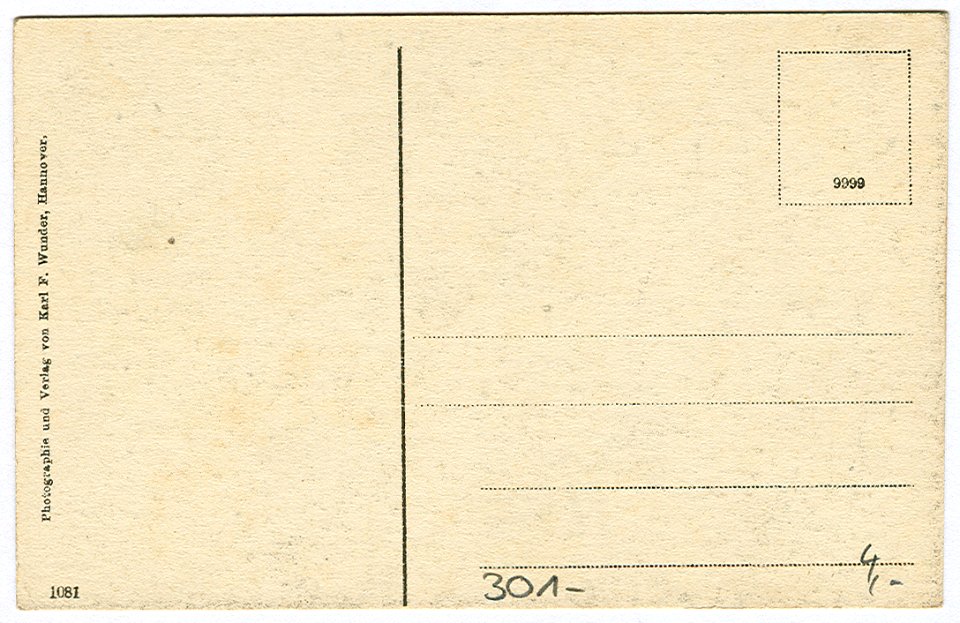 Karl F. Wunder PC 1081 Hannover. Leibnizhaus, Halle. Back Side