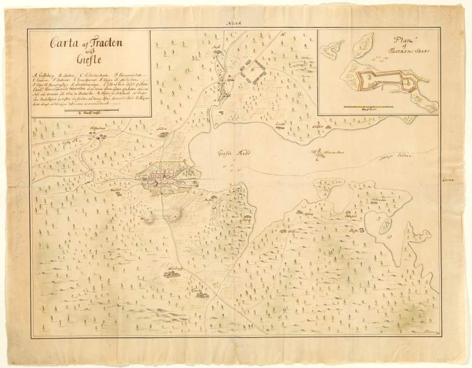 Karta över Gävle med omgivningar, från 1720-talet - Skoklosters slott - 97970