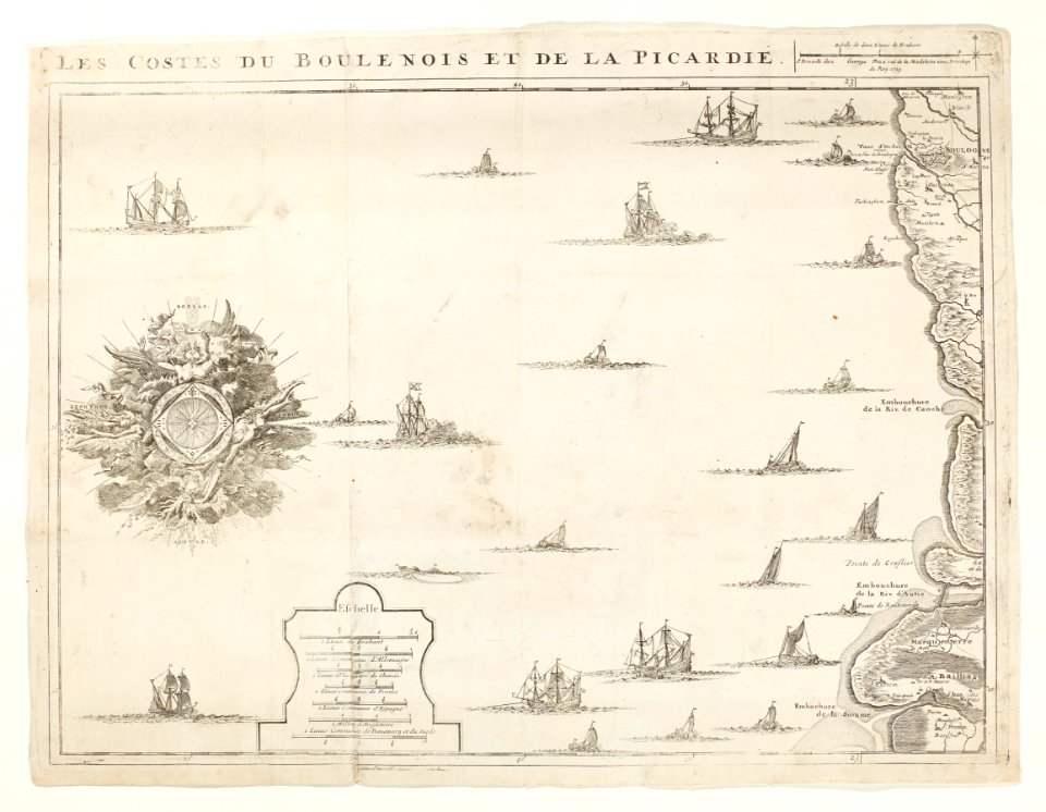 Karta över kusten vid Boulenois och Picardie, 1709 - Skoklosters slott - 98033