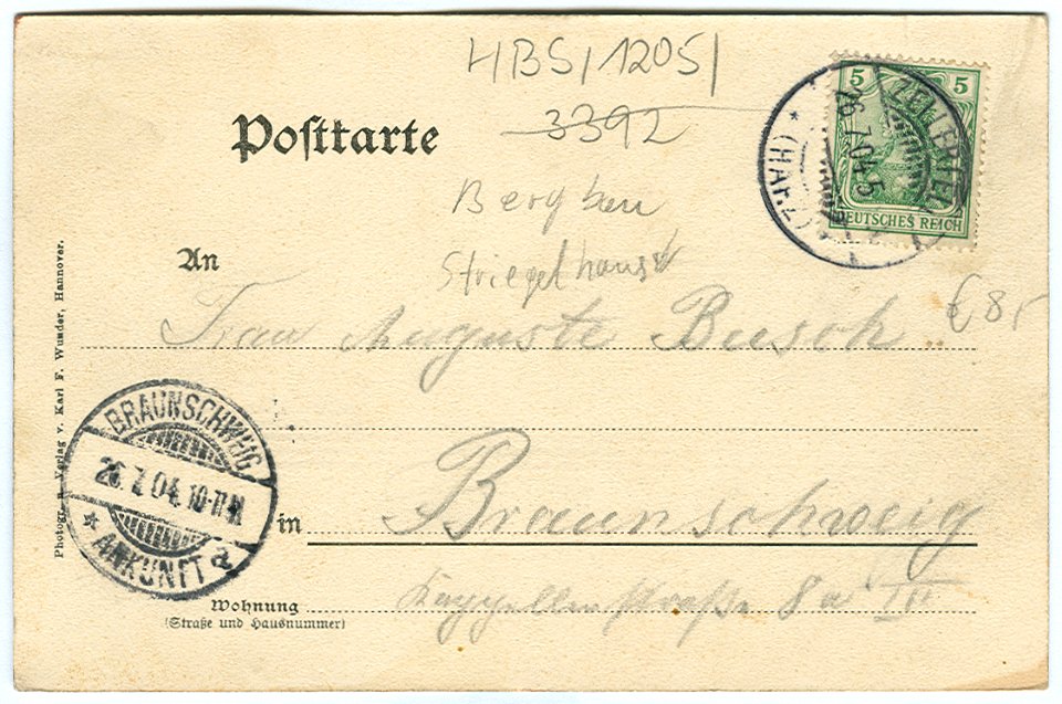 Karl F. Wunder PC 0003a Harz. Partie bei Auerhahn. Rückseite