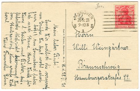 Karl F. Wunder PC Heilstätte Heidehaus bei Hannover. Nr. 4. Back Side