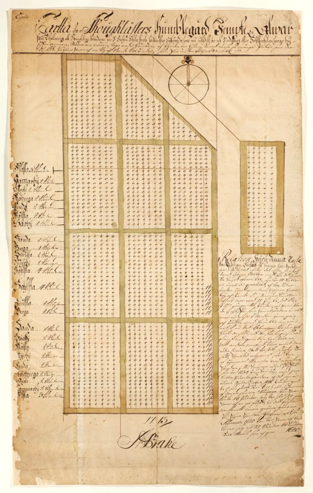Karta över Skokloster humlegård, 1713 - Skoklosters slott - 98145