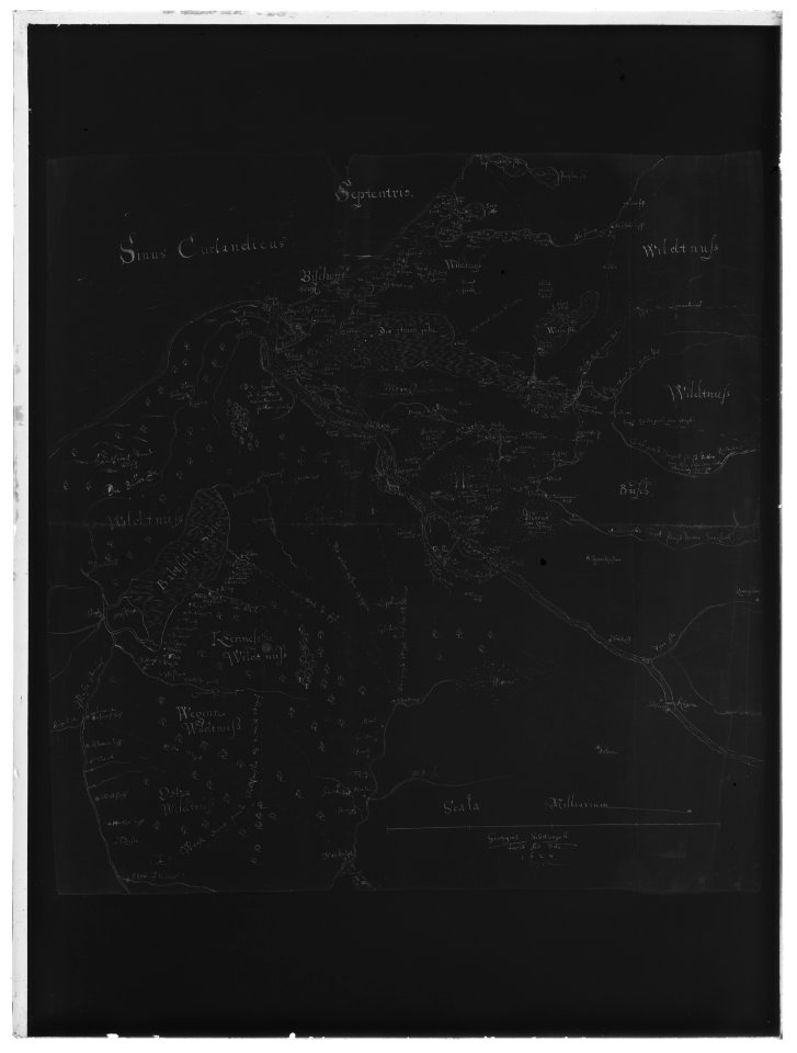 Karta över Kurland (idag Lettland) med utmärkande av (...) Handtecknad, på papper - Skoklosters slott - 51610-negative