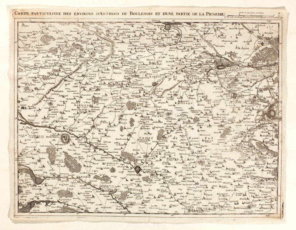 Karta över omgivningarna vid Artois du Boulenois och del av Picardie - Skoklosters slott - 98020