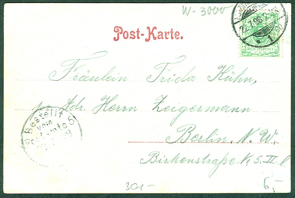 Karl F. Wunder PC 0212 Hannover. Bahnhofstraße vom Bahnhof aus. Knackstedt & Näther Hamburg. Adressseite