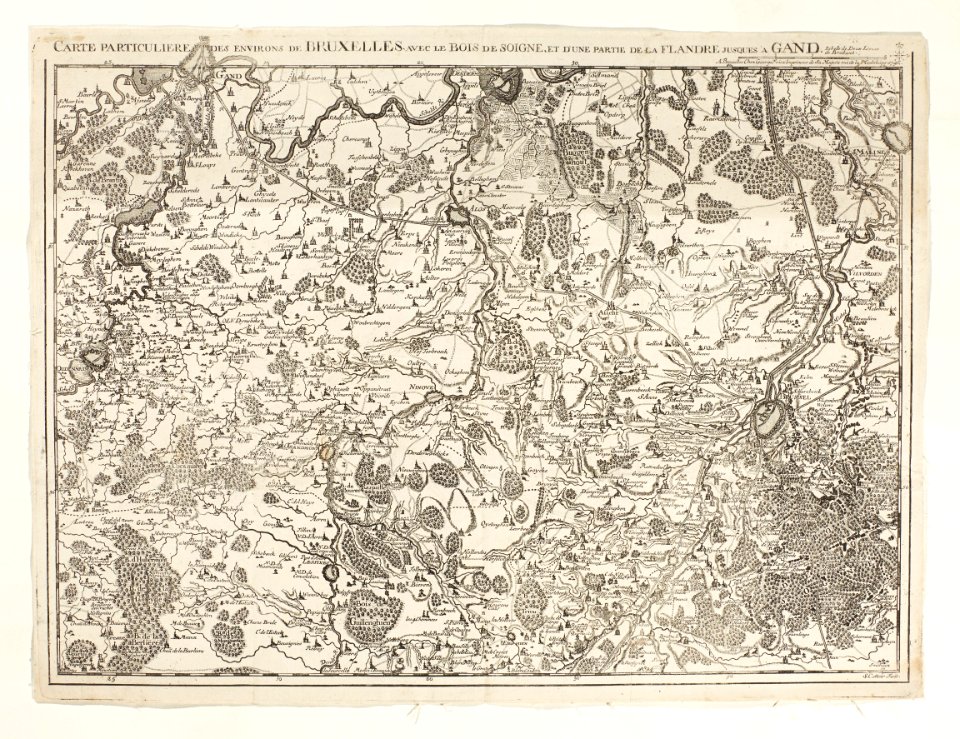 Karta över omgivningarna vid Bryssel och en del av Flandern till Gent, 1746 - Skoklosters slott - 98038
