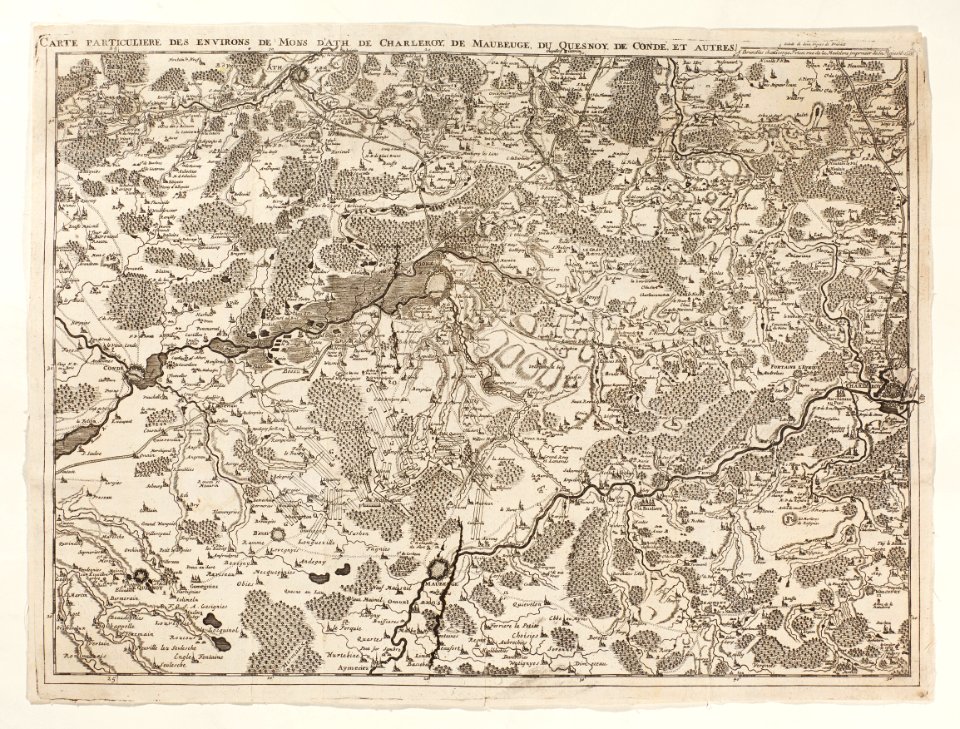Karta över omgivningarna vid Mons, Ath, Charleroy, Maubeuge, Quesnoy, Coude och andra - Skoklosters slott - 98025