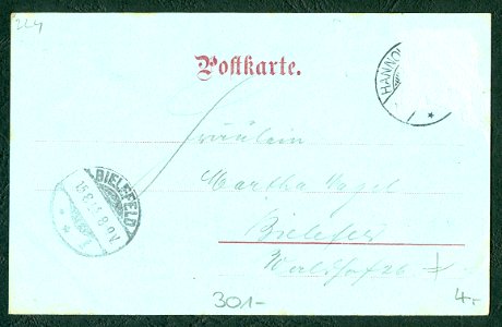 Karl F. Wunder PC 0239 Hannover, Köbelingerstraße. Mondscheinkarte Adressseite