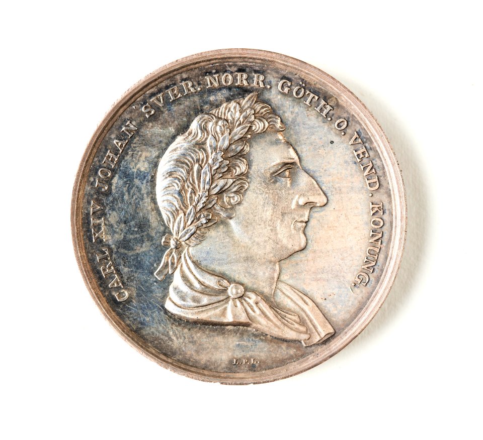 Kastpenning, 1844. Åtsida, Karl XIV Johan - Skoklosters slott - 109354
