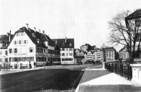 Karlstraße mit Café-Restauration Krone Carl Schlagenhauff, um 1897 (TSiW119)