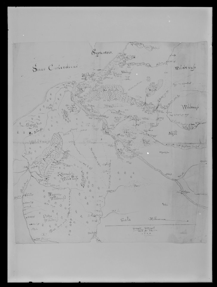 Karta över Kurland (idag Lettland) med utmärkande av (...) Handtecknad, på papper - Skoklosters slott - 51610