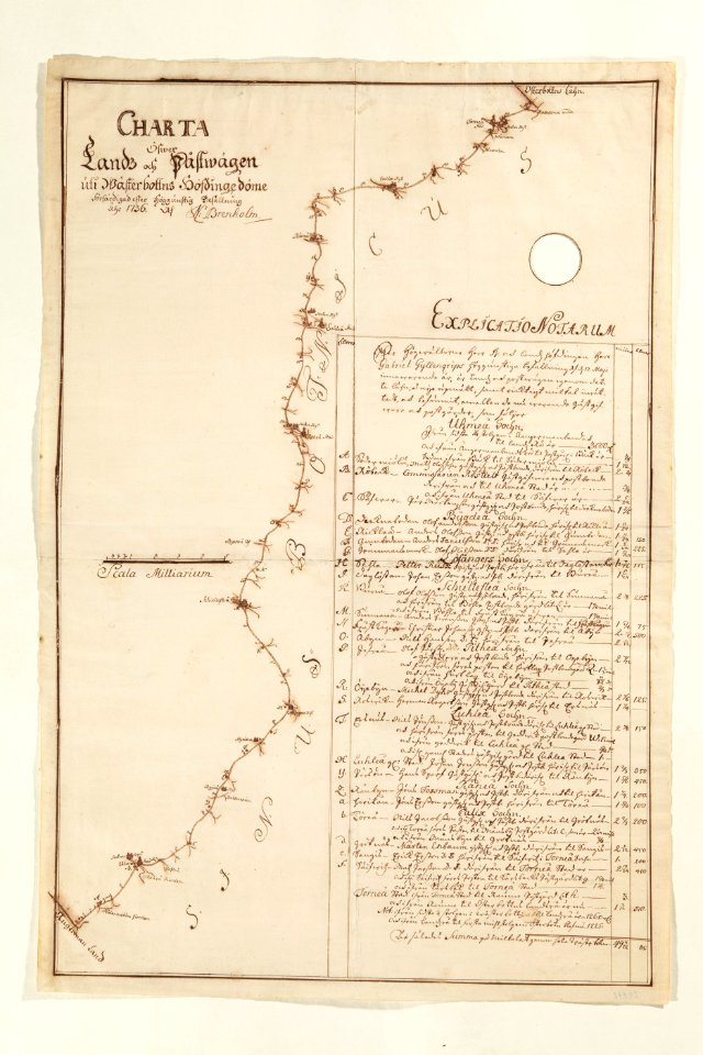 Karta över lands- och postvägen i Västerbotten och Norrbotten, 1736 - Skoklosters slott - 97972