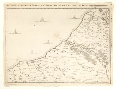 Karta över mynningarna till La Somme och Bresle med städerna St Valery, Eu och Dieppe, 1710 - Skoklosters slott - 98037 photo