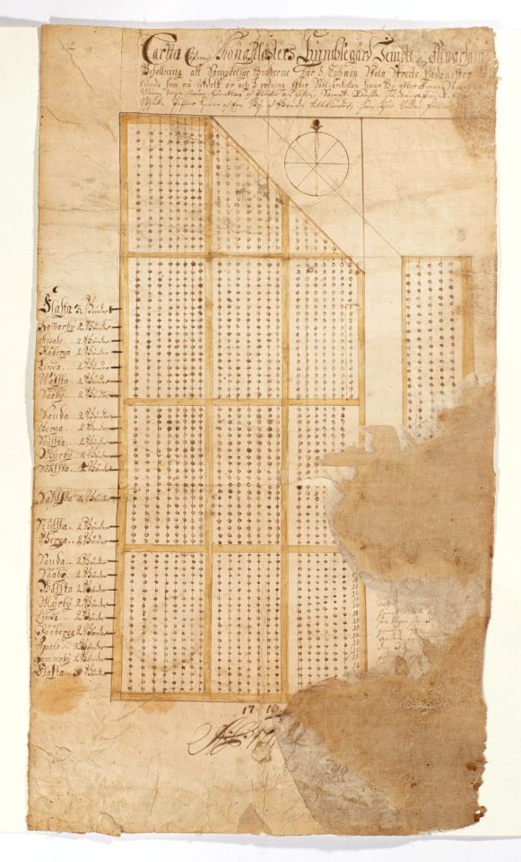 Karta över Skokloster humlegård, 1713 - Skoklosters slott - 98144