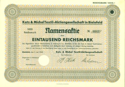 Katz & Michel Textil-AG 1930