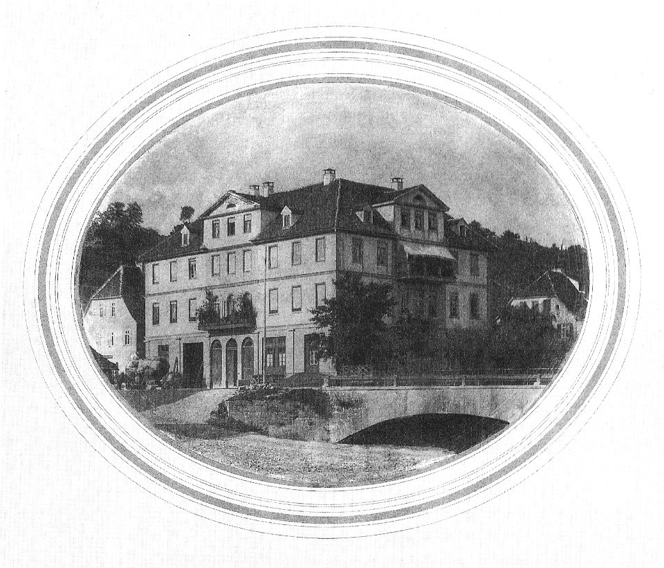 Karlstraße 3 mit der Kronlachbrücke um 1870 (TSiW120)