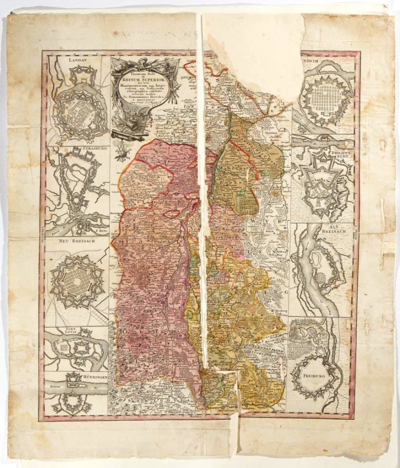 Karta över krigsskådeplatser vid Rhen, från 1734 - Skoklosters slott - 97960