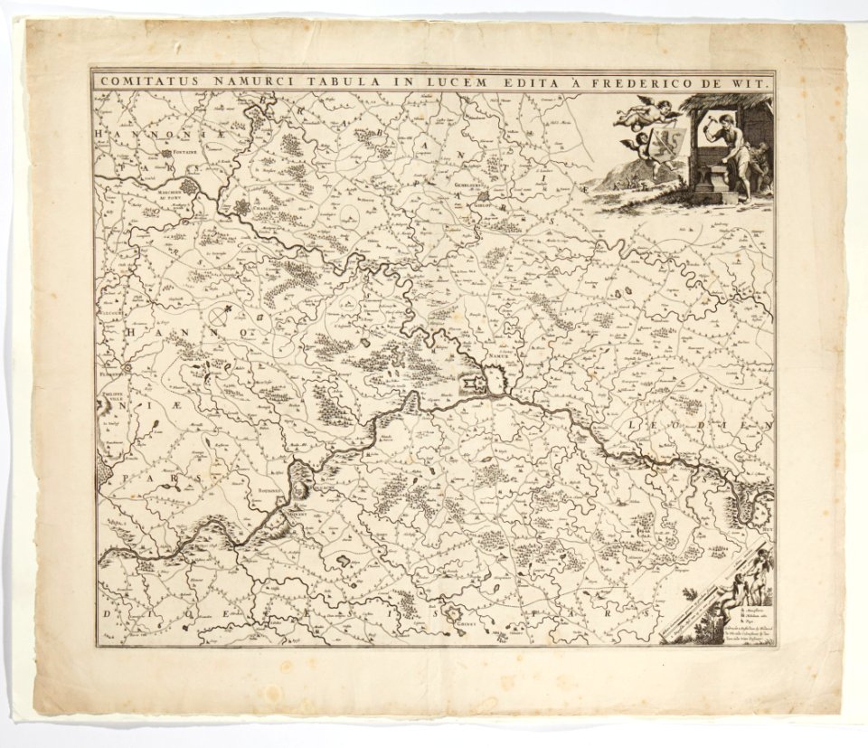 Karta över mellersta Belgien, omkring staden Namur, 1650-1700 - Skoklosters slott - 97993