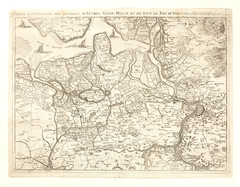 Karta över omgivningarna vid Antwerpen, Gent Hulst och hela Waes (tout le pays de Waes), 1745 - Skoklosters slott - 98029