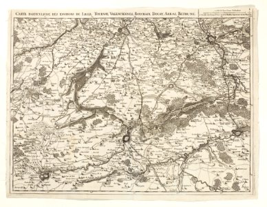 Karta över omgivningarna vid Lille, Tournay, Valenciennes, Bouchain, Donay, Arras, Bethune, 1745 - Skoklosters slott - 98034