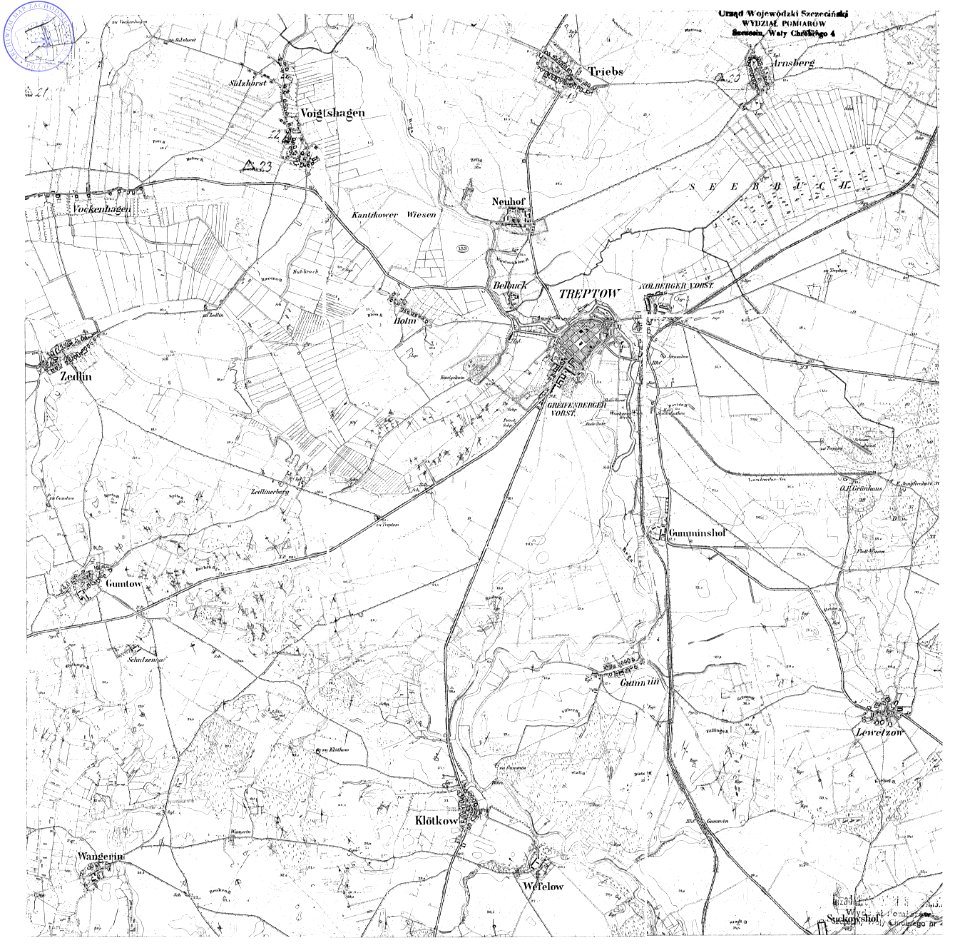 Karte Landkreis Greifenberg in Pommern mit Treptow