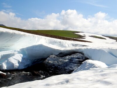 The snow snow bridge creek photo