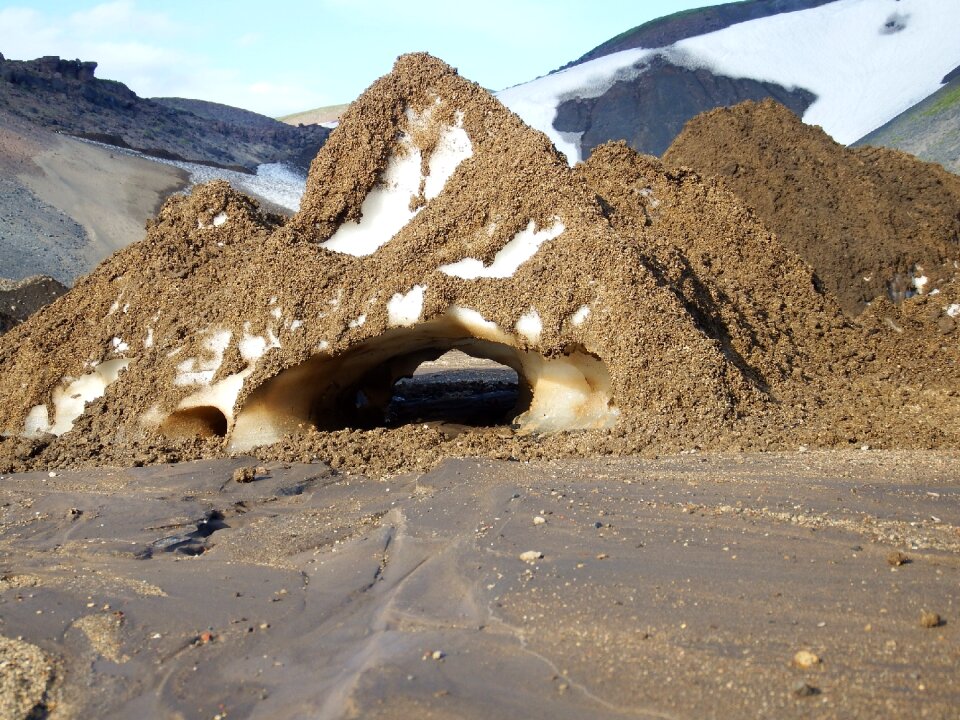 Melting snowfields remnants of snow meltwater
