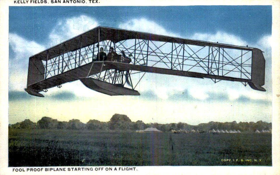 Kelly Field - Fool Proof Biplane Starting Off on a Flight