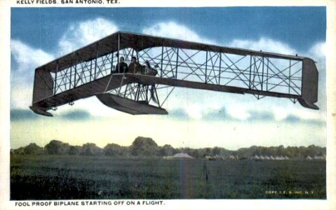 Kelly Field - Fool Proof Biplane Starting Off on a Flight