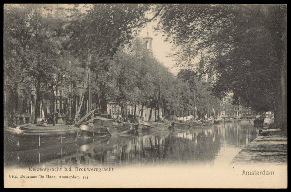 Keizersgracht bij Brouwersgracht. Uitgave Buurman-De Haas, Afb PBKD00292000002