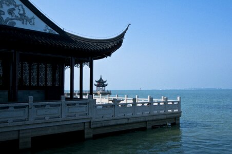 Pier chinese ancient architecture cornice brackets photo