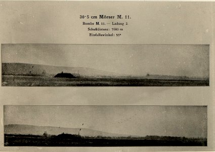 Kinematographische Aufnahme einer 30.5 cm Granate im Fluge zum Beweise der richtigen Stellung der Geschossachse zur Flugbahn. Aufgenommen am 27.3.1916. (BildID 15470209)