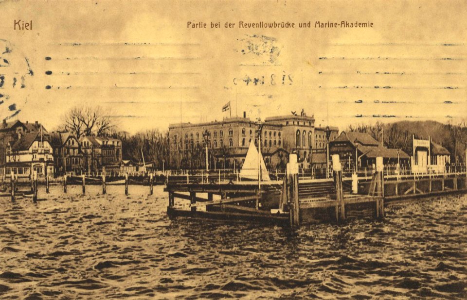 Kiel, Schleswig-Holstein - Reventlowbrücke und Marineakademie (Zeno Ansichtskarten)