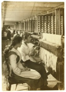 King Philip Mill. Drawer-in - Young learner - 14 years old, Yvette Frappier, and teacher who has been a drawer-in 9 years. Only girl in department has been learning a few weeks. Drawing LOC cph.3b33427