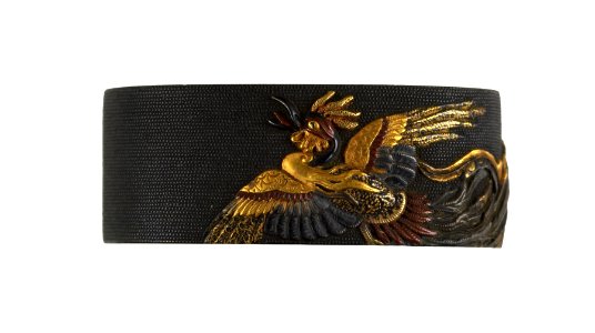 Kikugawa Hisahide - Fuchi with Japanese Phoenix (Hô-ô) - Walters 511020