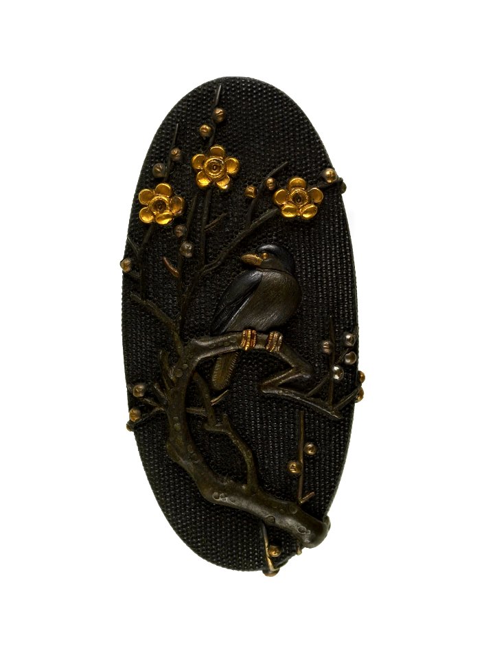 Kikugawa Hisahide - Kashira with a Bird on a Blossoming Plum Branch - Walters 51933