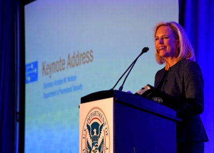 Kirstjen Nielsen speaks at Cyber Security Innovation Showcase 190319-H-XD768-003 (40462619133)
