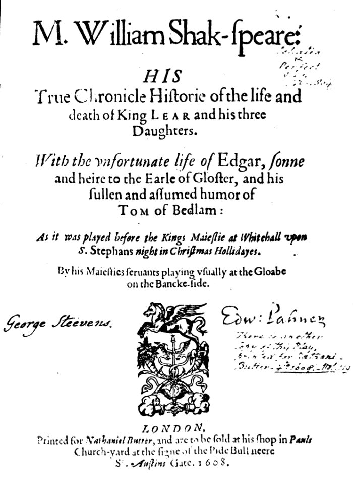King lear title page
