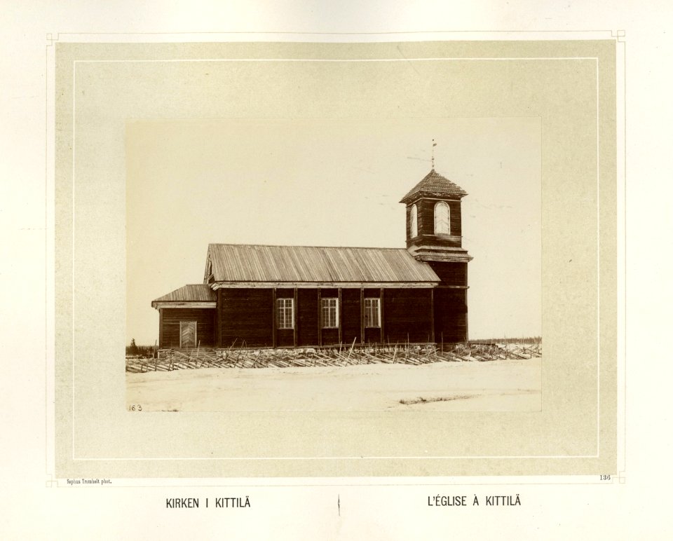 Kirken i Kittilä i Lappland i Finland. Taket er tekket med tre - Norsk folkemuseum - NF.15006-130