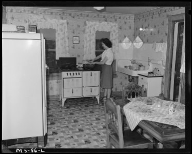 Kitchen of Mrs. J. V. Powell. Her husband is a mine foreman living in a company house. Koppers Coal Division, Federal... - NARA - 540264