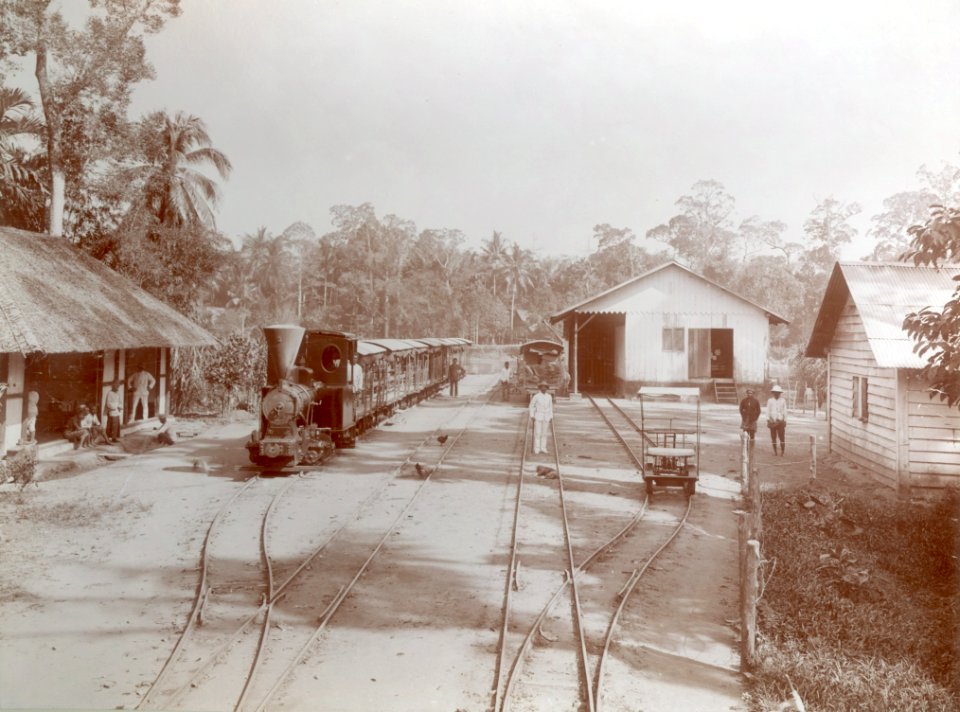 KITLV - 100584 - Stafhell & Kleingrothe - Medan-Deli - Railway yard of the narrow-gauge railway of the Deli Maatschappij. Company Stabat, part of Gohor Lama in Langkat - circa 1890