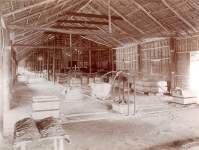 KITLV - 100582 - Stafhell & Kleingrothe - Medan-Deli - Installation for packing tobacco on a plantation in the east coast of Sumatra - circa 1890
